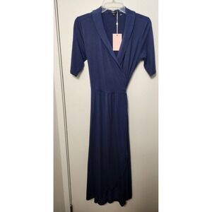 Quince Navy Blue Tencel Jersey Midi Wrap Dress Size‎ Med NWT Sustainable Capsule